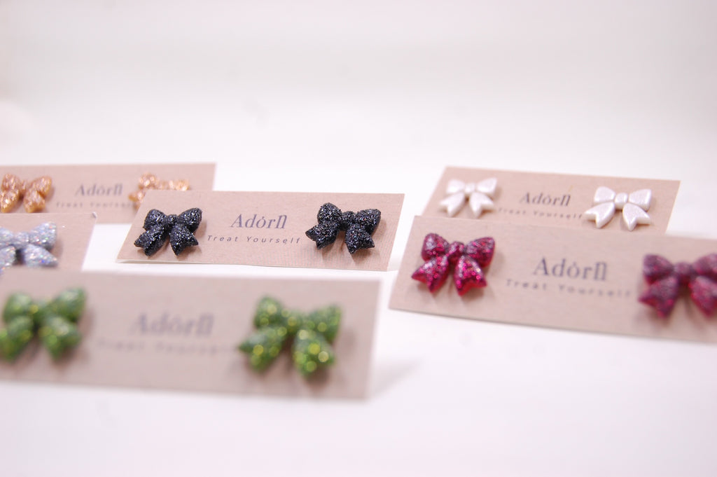 Glitter Bow Studs